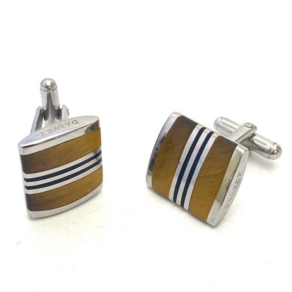 Dalvey Men's Admiralty Tigers Eye/Hematite/Silver Cufflinks